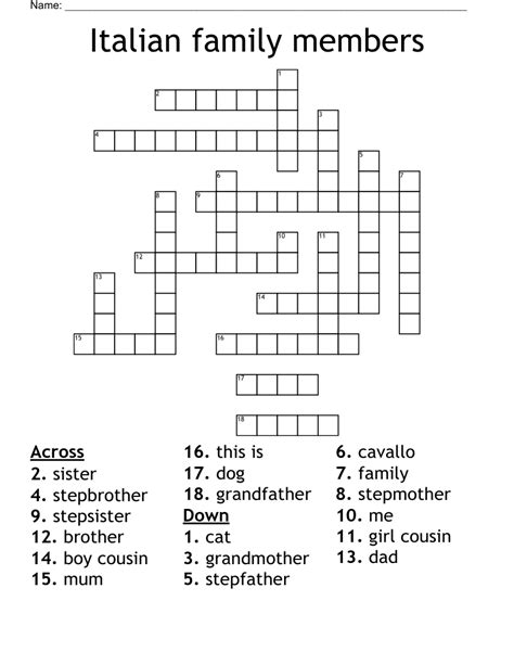 noble italian family crossword